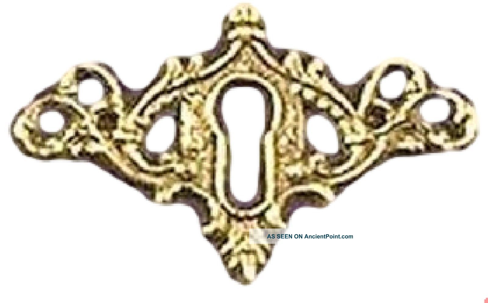 E - 28 Unlacquered Brass Cast Lacy Keyhole - Reproduction - Nos Escutcheons & Key Hole Covers photo