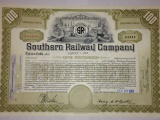 Southern Railroad Company Stock Certificate G8 Rr Collectible 4 Framing photo