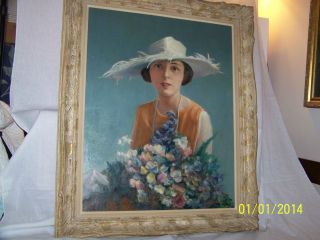 Frank Ryan C1940 American Listed Artist Oil On Canvas Portrait Painting photo