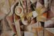 Vintage American Modernist Cubist Oil Painting Trumpet Saxophone Jazz Musicians Brass photo 4