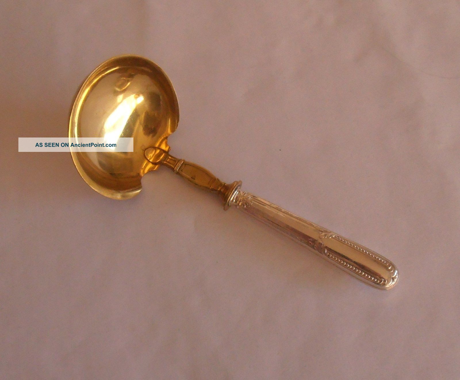 Antique French Sterling Silver Handle Berry Spoon/short Ladle Art Deco photo