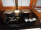 Rare Set Of Brass Cased Balance Scales In Glass & Wood & Weights Pharmaceutical Other photo 4
