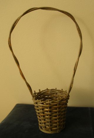 Antique Vtg Early 1900 ' S Woven Florist Garden Basket 4 - 3/4 