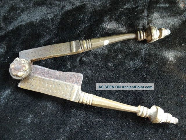 Rare Brass Tiny Betel Nut Cutter Old Intricate India Rajastan Sword Katana India photo