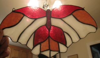 Vintage Handmade Stained Leaded Glass Butterfly Animal Window Sun Catcher photo