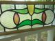 P329c Older & Pretty Transom Style English Leaded Stained Glass Window Reframed 1900-1940 photo 1