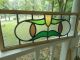 P329c Older & Pretty Transom Style English Leaded Stained Glass Window Reframed 1900-1940 photo 8