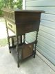 Dark Oak Barley Twist Sewing Box Plant Stand Cabinet W/caned Sides From Scotland 1900-1950 photo 3