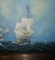 Maritime Nautical Clipper Ship Oil Painting Uss Constellation Frigate 1799 44x28 Model Ships photo 7