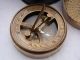 Brass Pocket Sundial Compass W/ Cover & Leather Case Nautical Maritime Compasses photo 2