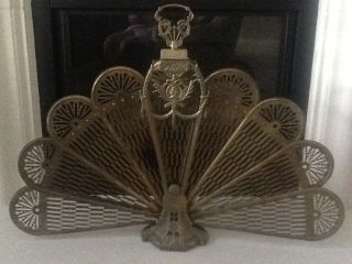 Antique Brass Fireplace Folding Fan/screen photo