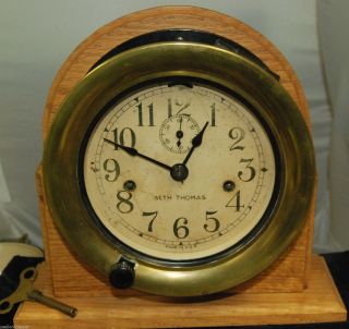 Vintage Seth Thomas Maritime Clock W/key (operates),  Est.  Early 1940 ' S - Ks101 photo
