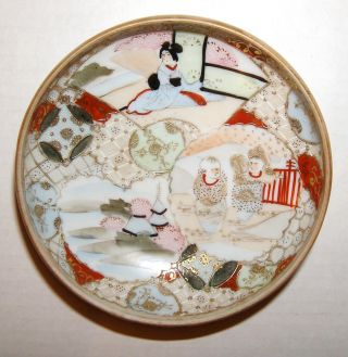 Antique Handpainted Japanese Tri - Footed Dish,  Signed photo
