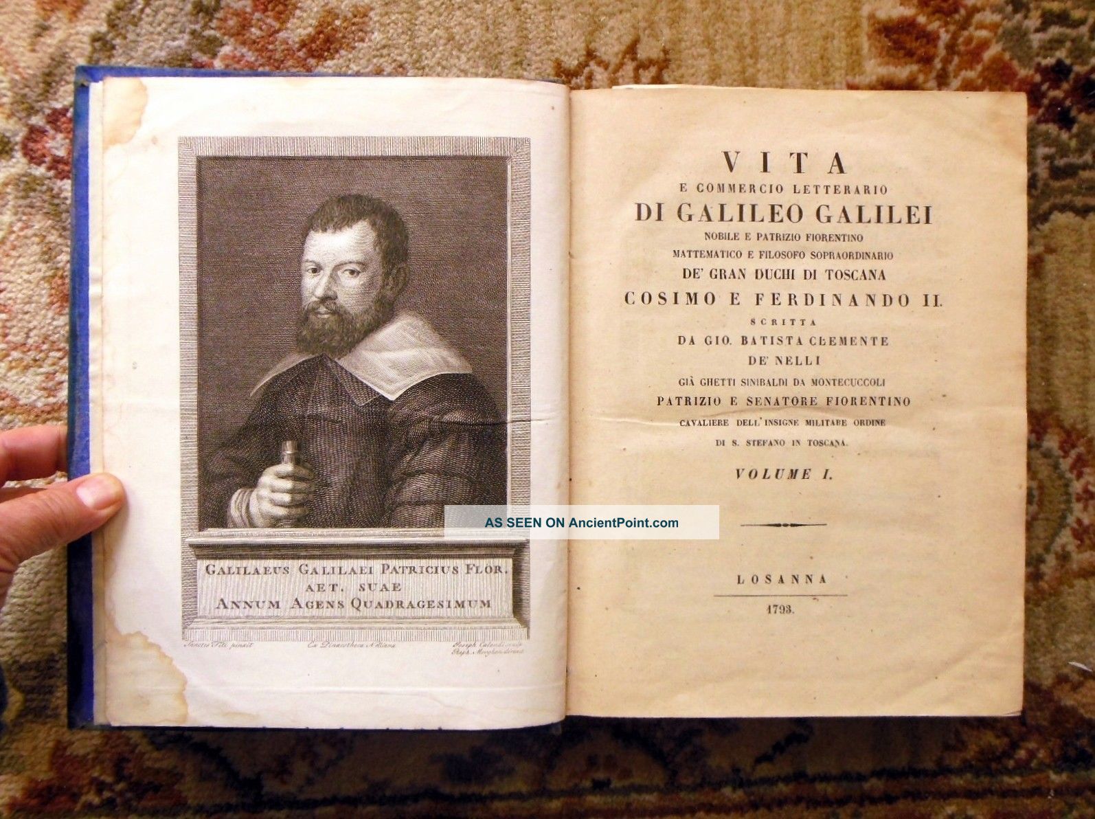 1793 Galileo Two Vol Set Rare & Important Italian Scientific Biography W/ Plates European photo