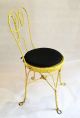 Set Of 2 Vintage Yellow Twisted Wire Wrought Iron Ice Cream Parlor Chairs 1900-1950 photo 2