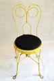 Set Of 2 Vintage Yellow Twisted Wire Wrought Iron Ice Cream Parlor Chairs 1900-1950 photo 3