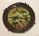 Old Antique Stained Glass W/ Birds Flowers Window Portal Round Metal Butterfly 1900-1940 photo 1