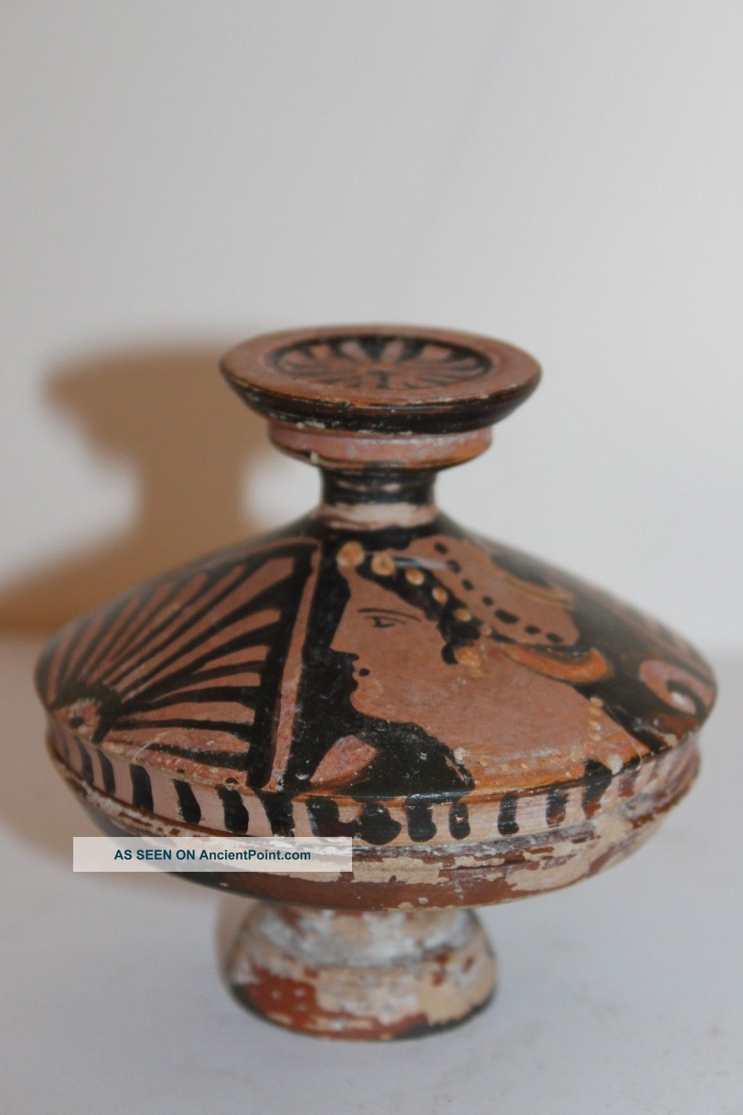 Ancient Greek Pottery Red Figure Pyxis 4th Century Bc Greek photo