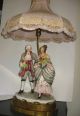 Carlo Mollica Brass & Porcelain Figurine Table Lamp Italy Hand - Painted Org Shade Lamps photo 1