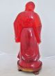 Vintage Chinese Faux Cherry Amber Resin Immortal Sau On Wood Stand (11.  5 