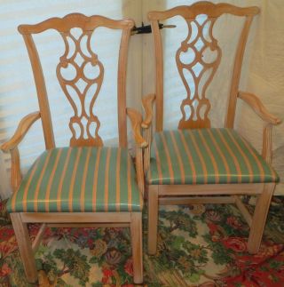 Vintage Two (2) Identical Arm Chairs White Wash Finish Made In Italy photo