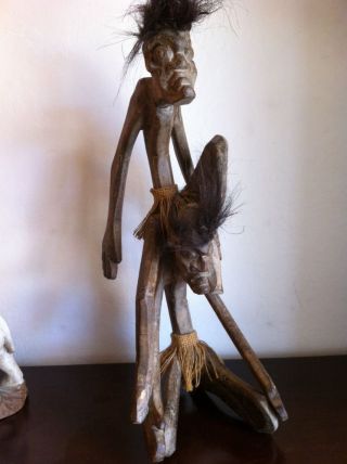 Vintage Wooden Hand Carved African Wood Man&woman Statue photo