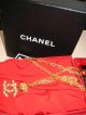 Antique Vintage 24k Gold Plated Chanel Necklace Chain Jewelry Crystals Cc Signed Other photo 3