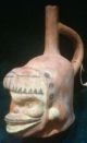 Inca Treasures Pre Columbian Pottery Moche Skull Bottle Artifact Vessel Art Coa The Americas photo 1