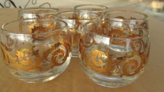 6 Small Vintage Mid Century Modern 6 Signed Cera Roly Poly Glass Glasses Bar photo