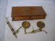 Lovely Small Vintage Style Brass Travelling Scales In Wooden Box Max 20g Other photo 2