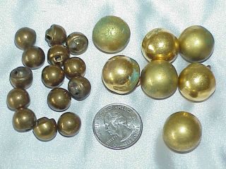 21 Antique Brass Metal Round Ball Dome Button Set - 14 Small/ 7 Big Waterbury photo