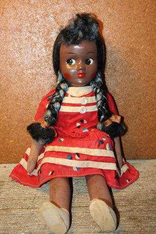 A 19c Black Girl Stockinette Rag Doll Cloth Folk Art Americana photo
