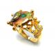 Rose Cut Diamond,  Natural Emerald & Pearl Gold Plated Handmade Jewelry Ring 8us Islamic photo 2