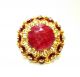 Rose Cut Diamond & Ruby Authentic Gold Plated Vintage Look Jewelry Ring Size 8.  5 Islamic photo 1