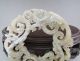 Fine Chiense Antique Old Hetian Jade Carved Dragon Phoenix Bi Carving Other photo 6