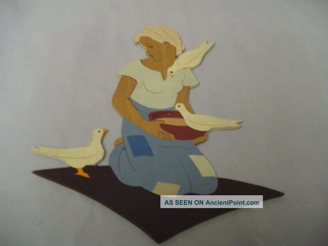 W.  Welker Heidelberg Hellerkunst Folk Art Hand Crafted Wood Lady Bird Dove Vinta Primitives photo