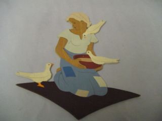 W.  Welker Heidelberg Hellerkunst Folk Art Hand Crafted Wood Lady Bird Dove Vinta photo