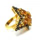 Rose Cut Diamond & Citrine Gold Plated Antique Look Jewelry Ring Size Us 7.  5 Islamic photo 2