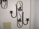 1950 ' S Vintage Wrought Iron Black And Gold Wall Sconces Candle Holders Metalware photo 2