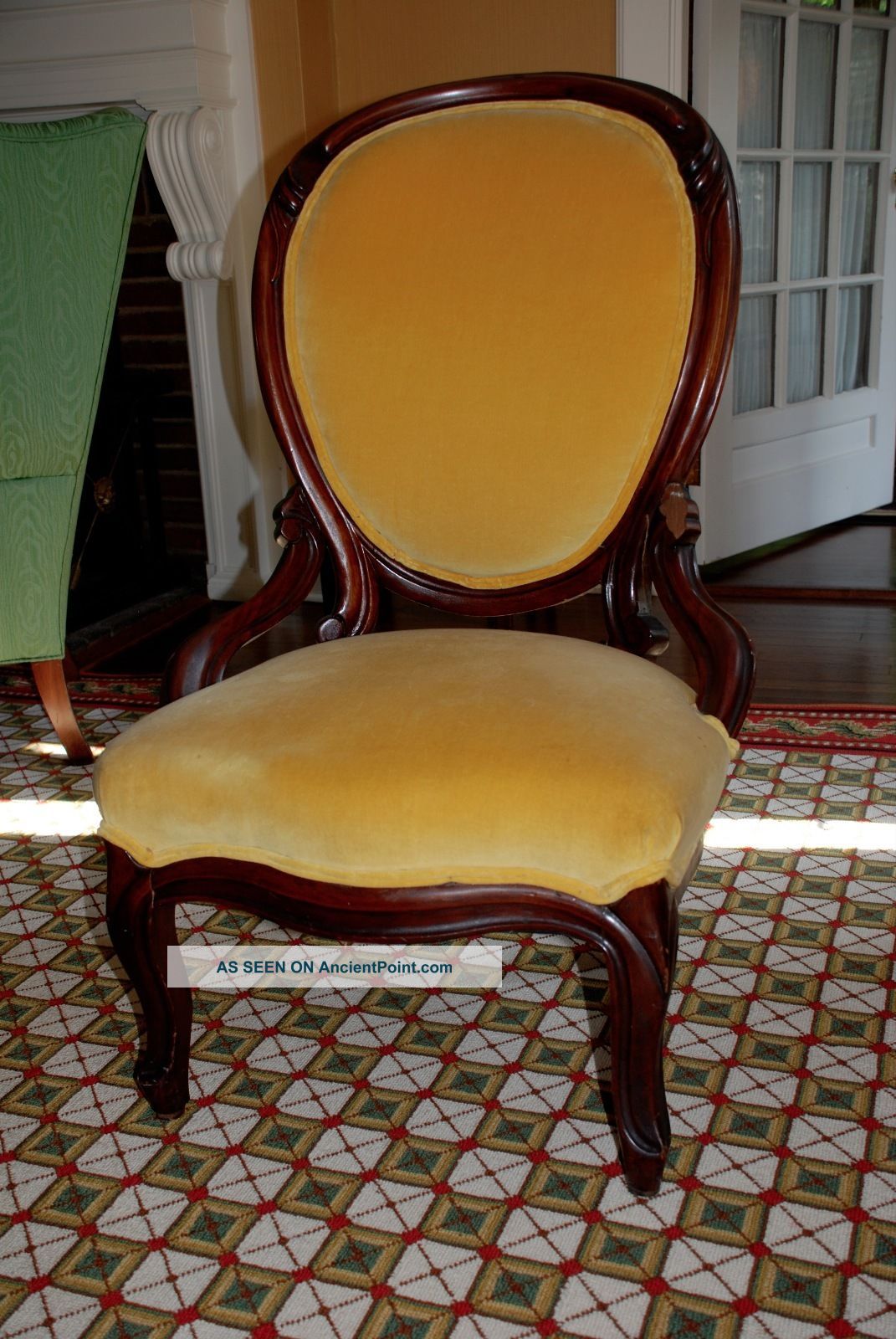 Antique Victorian Yellow Velvet Chair 1800-1899 photo