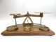 Antique Old Wood Metal Brass England Guaranteed Accurate Postal Merchants Scale Scales photo 1