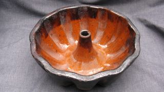 Antique Pennsylvania Redware Manganese Glazed Turk ' S Cap 8 Inch Mold photo