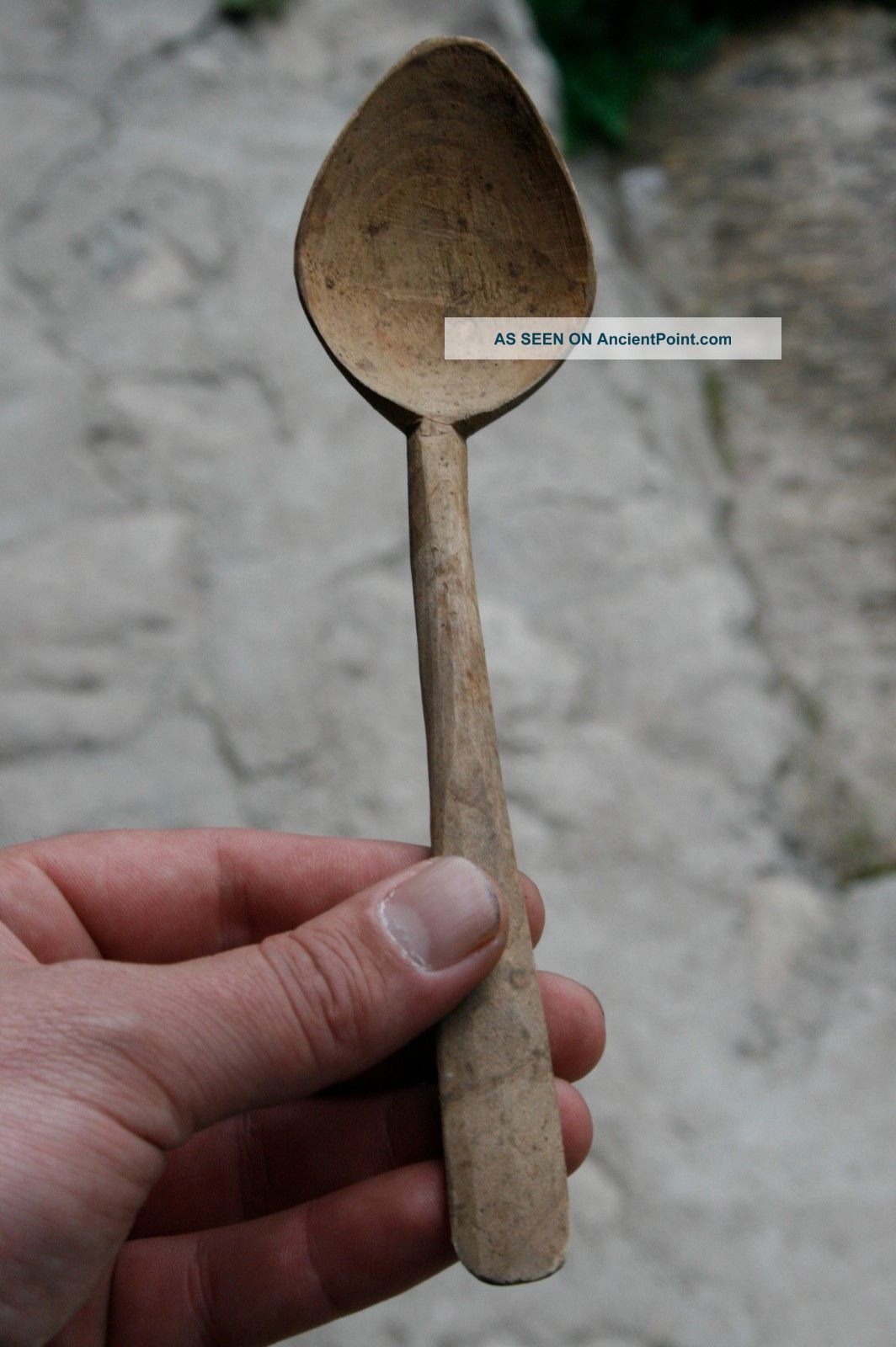 Antique Carved Handmade Wooden Spoon Natural Patina Primitives photo