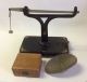 Vtg Iron Brown & Sharpe Mfg Scale With Wood Box Case & Weights Scales photo 2