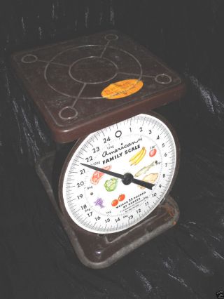 Vintage 1975 Rustic Brown Metal American Family Scale Weighs Up To 25 Lbs By Oz photo