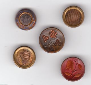 1800 ' S Antique Perfume Brass Metal Buttons W Fabric photo