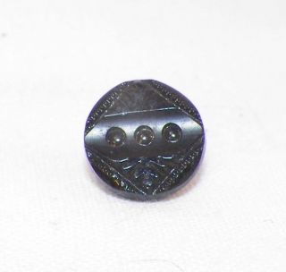 3 Victorian Black Glass Buttons Small Size Leaves Beading For Antique Clothing photo