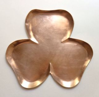 Vintage Mexican Modernist Clover Shaped Copper & Brass Tray,  1950s Taxco photo