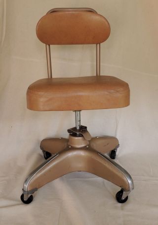 Vintage Cosco Mcm Industrial Metal Propeller Base Casters Desk Chair Model 15s photo