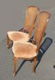 Pair Vintage French Provincial Tan Suede Leather Cane Accent Chairs Diningroom Post-1950 photo 2
